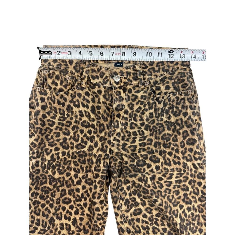 American Eagle Low Rise Baggy Wide Leg Leopard Print Jeans Women’s Size 00 - Picture 9 of 9